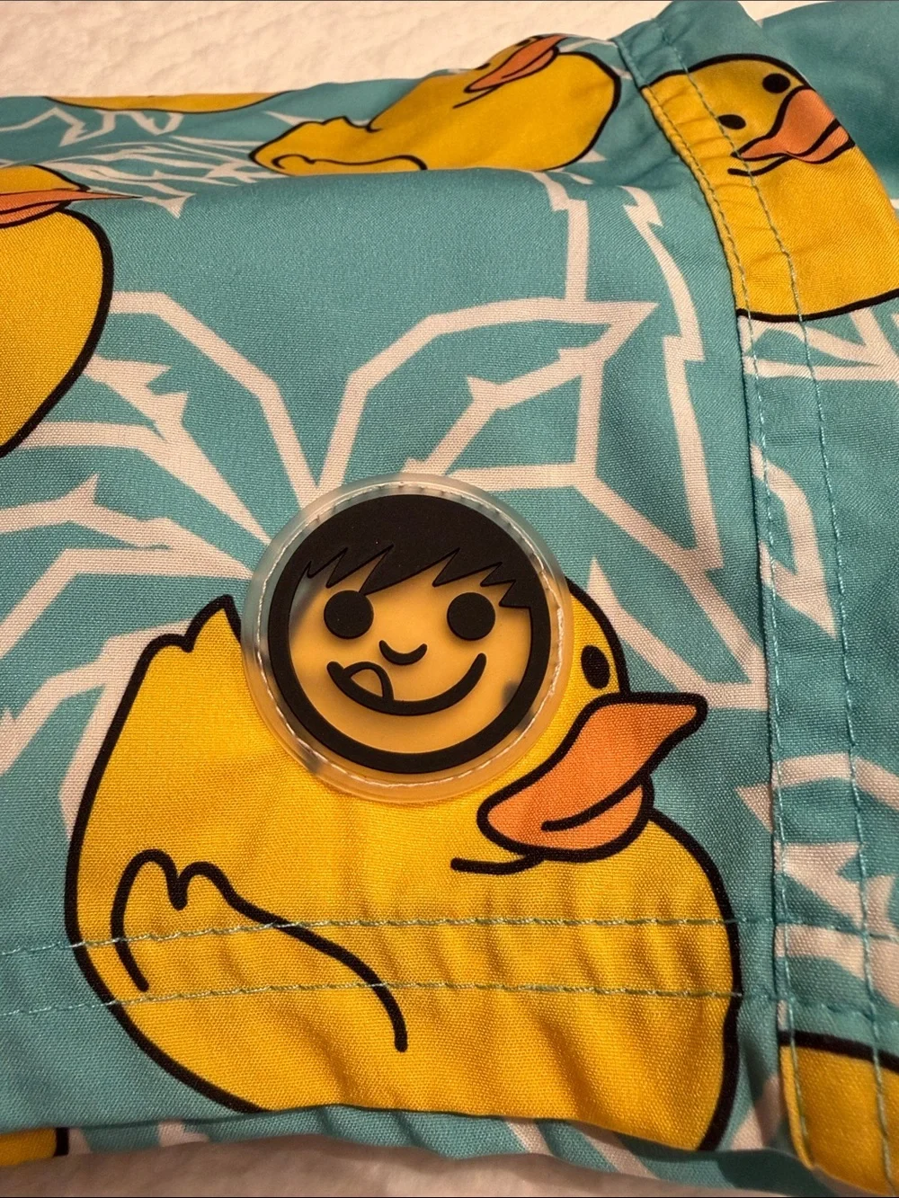 Rubber Duck Print Swim Trunks - Teal & Yellow NEFF size XL